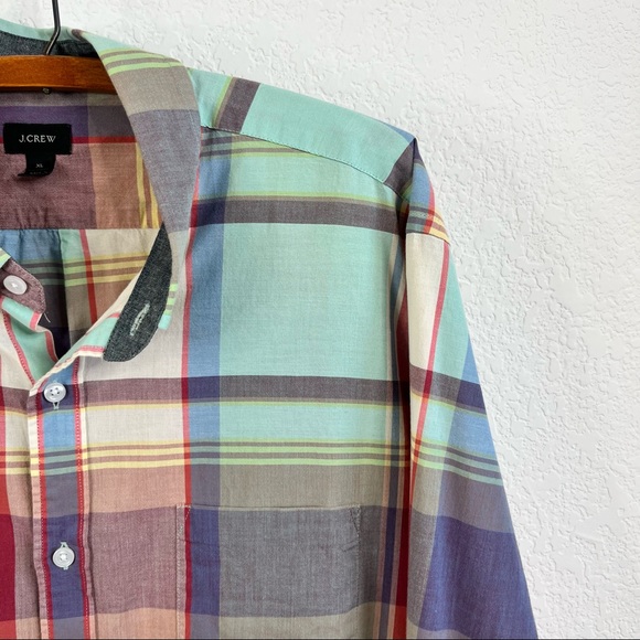 J Crew Madras Plaid Button Front Shirt - Picture 2 of 6